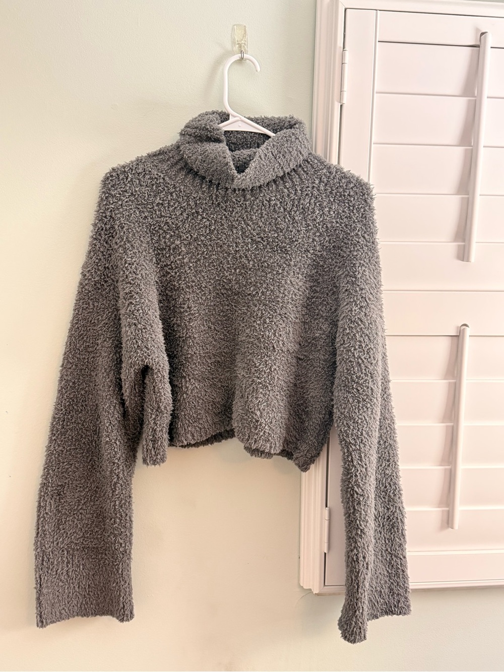 aerie Cozy Gray Turtleneck Plush Sweater